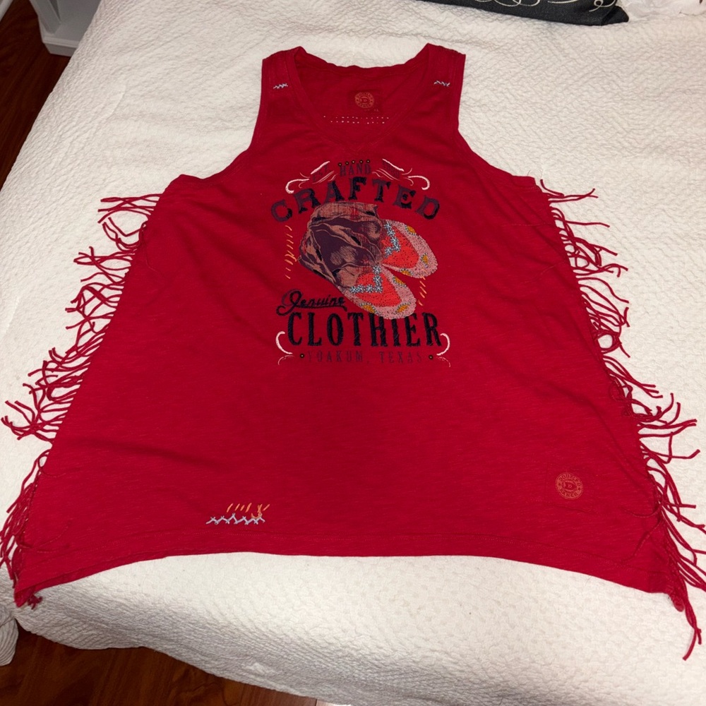 Double D Ranch Scarlet Apparel - v neck - fringe embroidered long tank